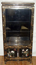 011248 ORIENTAL BLACK LACQUER AND INLAY DISPLAY CABINE