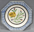 121279 SPATTER WARE PLATE WITH TULIP DECORATION 19TH