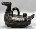 121264 PENNSYLVANIA GLAZED REDWARE BIRD BOTTLE WITH HA