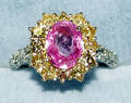 120142 18 KT TWO TONE GOLD DIAMOND AND PINK SAPPHIRE