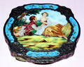 120128 ITALIAN HANDDECORATED ENAMEL  SILVER COMPACT