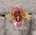 2198 14KT YELLOW GOLD PINK KUNZITE AND DIAMOND RING