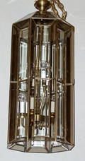 1237 BRASS  GLASS EIGHTLIGHT PENDANT FIXTURE H 38