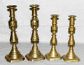 0168 BRASS CANDLESTICKS CIRCA 1890 2 PR H 9 11