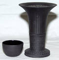 0165 WEDGWOOD BLACK BASALT VASE  HANDLELESS CUP TWO