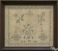 Silk on linen needlework dated 1835 probably Pennsylvania