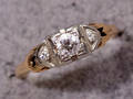 0214 OLD MINE CUT DIAMOND RING APPROX 15 PTS YEL