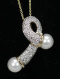 0213 14 KT YELLOW GOLD DIAMOND AND CULTURED PEARL PI
