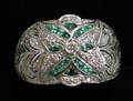 0211 14 KT WHITE GOLD DIAMOND AND EMERALD RING