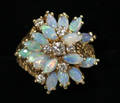 0210 14 KT YELLOW GOLD DIAMOND AND OPAL RING