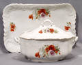 0196 PORCELAIN TUREEN AND TRAY POSSIBLY LIMOGES CIRC
