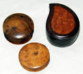 0185 BURL WOOD PATCH BOXES THREE L 3 34  3 14