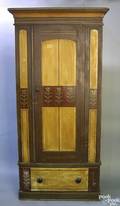 American painted pine wardrobe 19th c