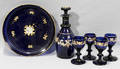 021326 COBALT BLUE CRYSTAL LIQUOR SET CIRCA 1870 SIX