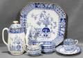 021323 COPELAND BLUE  WHITE PORCELAIN TEA SET CIRCA