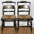 012167 HITCHCOCK PAINTED WOOD CHAIRS C 1930 SET OF