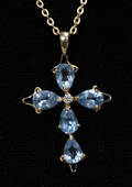 011344 TOPAZ AND 14KT CROSS ON 14KT CHAIN L 11