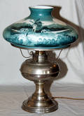 011309 VICTORIAN METAL OIL LAMP CIRCA 1860 H 18 OVE