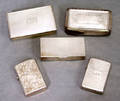 122198 ENGLISH SILVER BOXES THREE AND TWO LIGHTERS