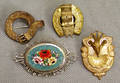121353 ANTIQUE GOLD FILLED BROOCHES THREE  A SILVER