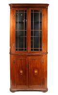 English Mahogany Inlaid Corner Cabinet