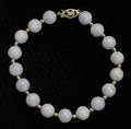121336 14KT YELLOW GOLD  JADE BEAD BRACELET L 6 34