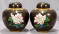 120202 ORIENTAL CLOISONN GINGER JARS PAIR H 9 14