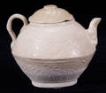 113084 CHINESE CREAMWHITE WARE WINE OR SAUCE POT WITH
