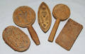 1296 AMERICAN CARVED PINE BUTTER STAMPS FIVE PIECES