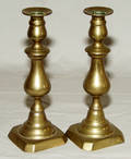 1283 AMERICAN BRASS CANDLESTICKS 19TH CENTURY PAIR
