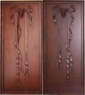 0242 BOISERIE STYLE WOOD PLAQUES PAIR 54 X 24