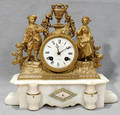 020330 BALDWIN CO SPELTER AND ALABASTER MANTLE CLOCK
