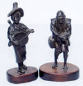 012184 BRONZE SCULPTURES OF JAPANESE PEASANTS PAIR LA