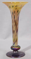 012205 TIFFANY STYLE ART GLASS TRUMPET SHAPE VASE SIGN