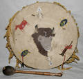 011378 NATIVE AMERICAN INDIAN PAINTED DRUM OR SHIELD A