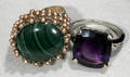 011356 MALACHITE 18KT RING AND AMETHYST 14KT GOLD RING