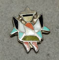 011351 ZUNI SILVER TURQUOISE ONYX AND CORAL RING