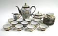 122254 SIGNED ITALIAN PORCELAIN  STERLING SILVER TEA