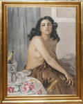 120248 LITHOGRAPH SEMI NUDE SEATED AT A TABLE 26 1