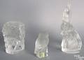 Three Lalique clear and frosted glass weights