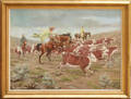 2318 MIKE CARROLL OIL ON CANVAS COWBOYS IN RAIN 2