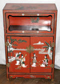 2309 CHINESE DECORATED RED LACQUER CABINET 20TH CENTU