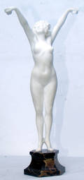 2326 CORONET WHITE MARBLE SCULPTURE OF WOMAN STRETCHI