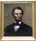 22265 REVERSE PAINTING ON GLASS OF ABE LINCOLN 19TH C