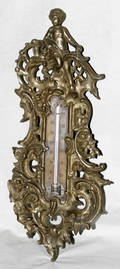 011411 ROCOCO STYLE GILT METAL THERMOMETER CIRCA 1920