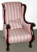 011405 WING AND CHIPPENDALE STYLE MAHOGANY CHAIR C 1