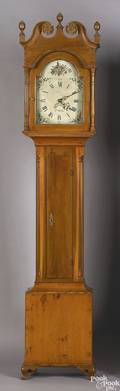 Pennsylvania poplar tall case clock ca 1800