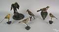 Six carved and polychrome bird figures early 20th c