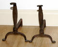121422 AMERICAN WROUGHT IRON ANDIRONS 18TH CENTURY P