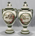 120277 NORITAKE VASES RAISED DCOR DRAGON HANDLES LAK